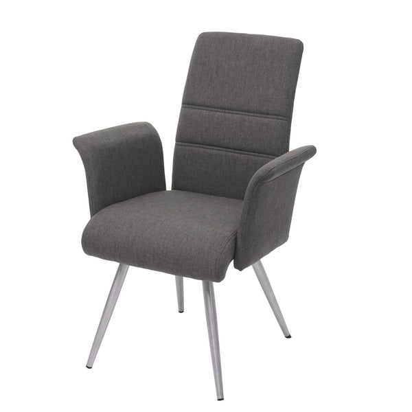 Set 2 Esszimmerstühle und Sitzbank mit Armlehne Edelstahl grau-braun Bank 180cm