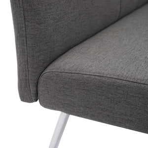 Set 2 Esszimmerstühle und Sitzbank Edelstahl Stoff grau-braun Bank 180cm