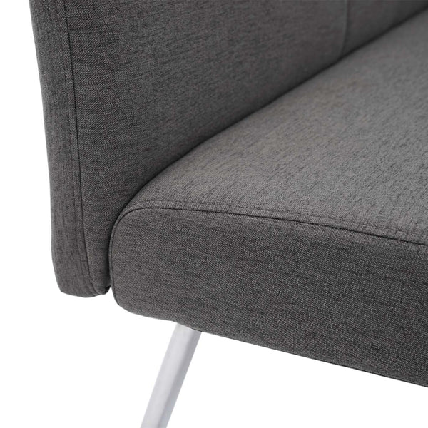 Set 2 Esszimmerstühle und Sitzbank Edelstahl Stoff grau-braun Bank 180cm
