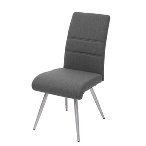 Set 2 Esszimmerstühle und Sitzbank Edelstahl Stoff grau-braun Bank 180cm