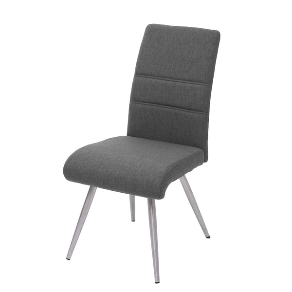 Set 2 Esszimmerstühle und Sitzbank Edelstahl Stoff grau-braun Bank 180cm