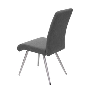 Set 2 Esszimmerstühle und Sitzbank Edelstahl Stoff grau-braun Bank 180cm