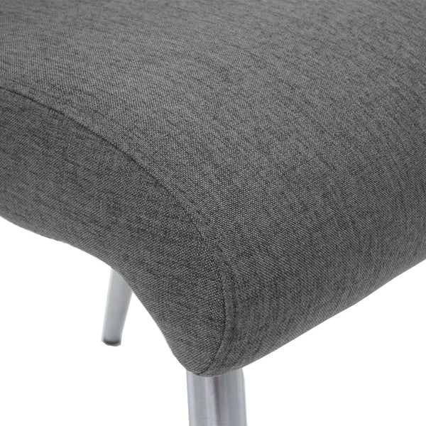 Set 4 Esszimmerstühle und Sitzbank Edelstahl Stoff grau-braun Bank 180cm