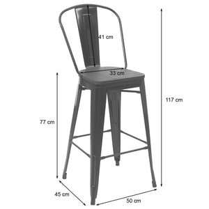 Set Stehtisch und 2 Barhocker mit Holzplatte Industriedesign schwarz