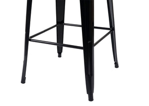 Set Stehtisch und 2 Barhocker mit Holzplatte Industriedesign schwarz
