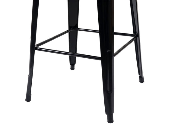 Set Stehtisch und 2 Barhocker mit Holzplatte Industriedesign schwarz