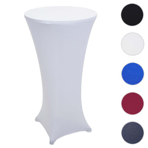 Set Stehtisch mit Husse klappbar höhenverstellbar Ø60cm weiss