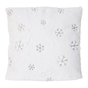 Set Wohndecke und Deko-Kissen Schnee flauschig mit Pailletten