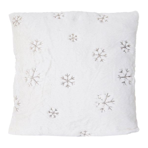 Set Wohndecke und Deko-Kissen Schnee flauschig mit Pailletten