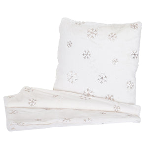 Set Wohndecke und Deko-Kissen Schnee flauschig mit Pailletten