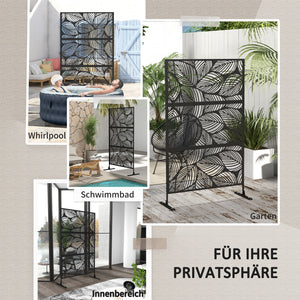 Sichtschutz Garten Metall florales Muster 198cm hoch schwarz