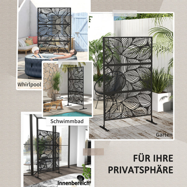 Sichtschutz Garten Metall florales Muster 198cm hoch schwarz