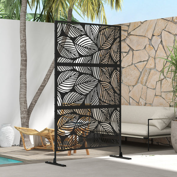 Sichtschutz Garten Metall florales Muster 198cm hoch schwarz