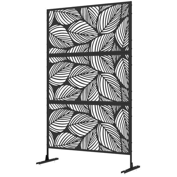 Sichtschutz Garten Metall florales Muster 198cm hoch schwarz