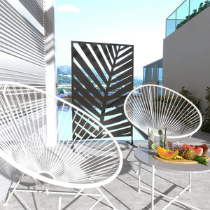 Sichtschutz Garten Metall Palmblatt Design 120x200cm schwarz