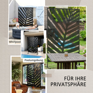 Sichtschutz Garten Metall Palmblatt Design 120x200cm schwarz