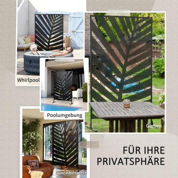 Sichtschutz Garten Metall Palmblatt Design 120x200cm schwarz