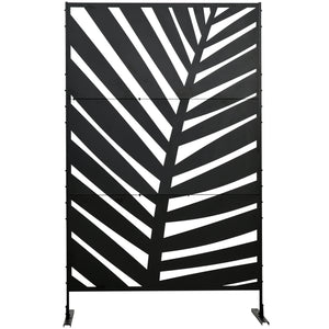 Sichtschutz Garten Metall Palmblatt Design 120x200cm schwarz