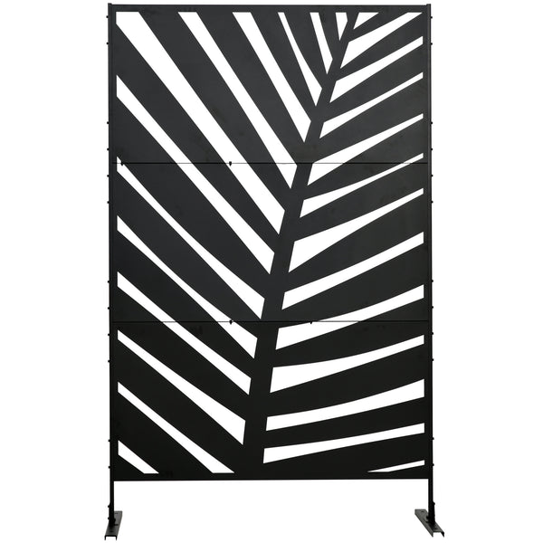 Sichtschutz Garten Metall Palmblatt Design 120x200cm schwarz