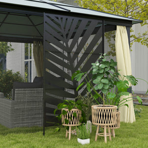 Sichtschutz Garten Metall Palmblatt Design 120x200cm schwarz