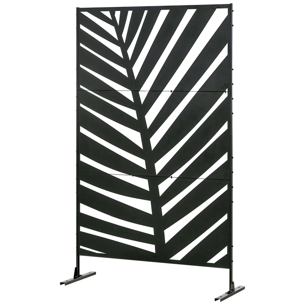 Sichtschutz Garten Metall Palmblatt Design 120x200cm schwarz