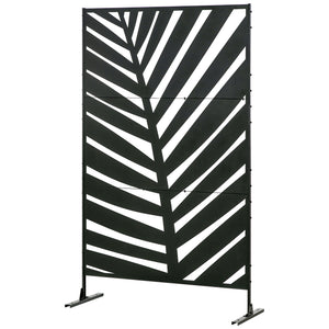 Sichtschutz Garten Metall Palmblatt Design 120x200cm schwarz