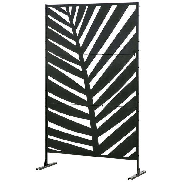 Sichtschutz Garten Metall Palmblatt Design 120x200cm schwarz