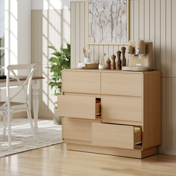 Sideboard mit 6 Schubladen für Wohnzimmer und Esszimmer aus Holz