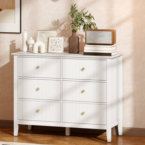 Sideboard Schrank mit 6 Schubladen für Wohnzimmer Schlafzimmer weiss