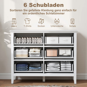 Sideboard Schrank mit 6 Schubladen für Wohnzimmer Schlafzimmer weiss