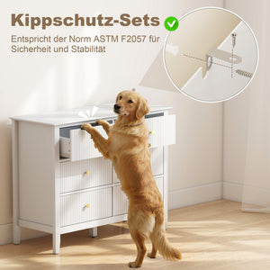 Sideboard Schrank mit 6 Schubladen für Wohnzimmer Schlafzimmer weiss