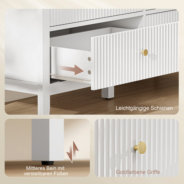 Sideboard Schrank mit 6 Schubladen für Wohnzimmer Schlafzimmer weiss