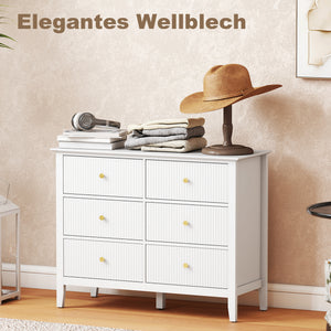 Sideboard Schrank mit 6 Schubladen für Wohnzimmer Schlafzimmer weiss