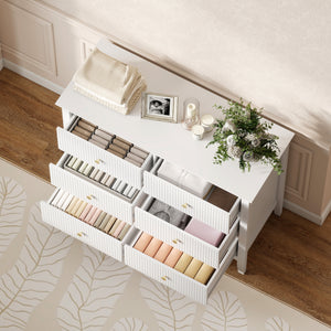 Sideboard Schrank mit 6 Schubladen für Wohnzimmer Schlafzimmer weiss