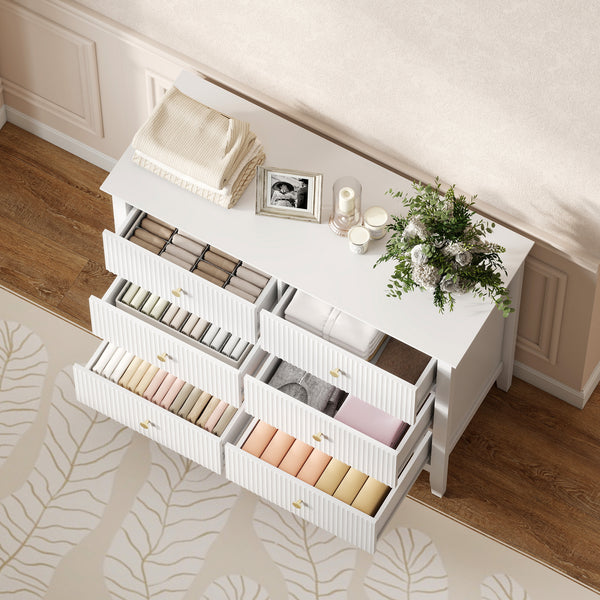 Sideboard Schrank mit 6 Schubladen für Wohnzimmer Schlafzimmer weiss
