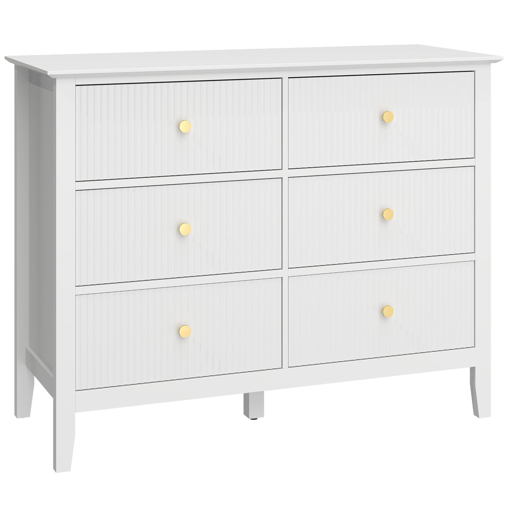 Sideboard Schrank mit 6 Schubladen für Wohnzimmer Schlafzimmer weiss
