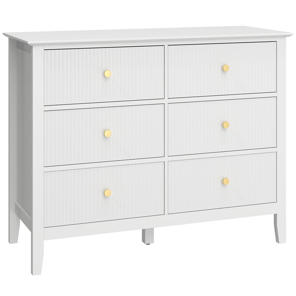 Sideboard Schrank mit 6 Schubladen für Wohnzimmer Schlafzimmer weiss
