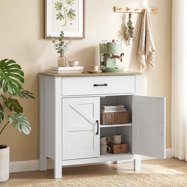 Sideboard Buffetschrank mit Schiebetüren und Regal weiss