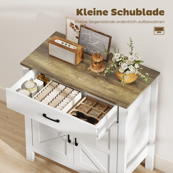 Sideboard Buffetschrank mit Schiebetüren und Regal weiss