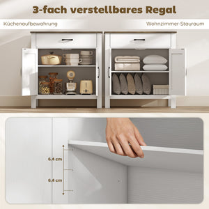 Sideboard Buffetschrank mit Schiebetüren und Regal weiss