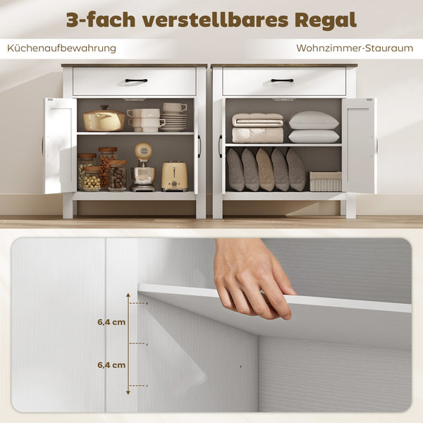 Sideboard Buffetschrank mit Schiebetüren und Regal weiss