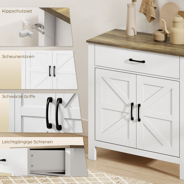 Sideboard Buffetschrank mit Schiebetüren und Regal weiss