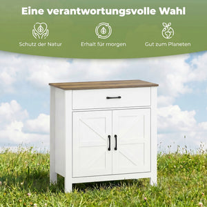 Sideboard Buffetschrank mit Schiebetüren und Regal weiss