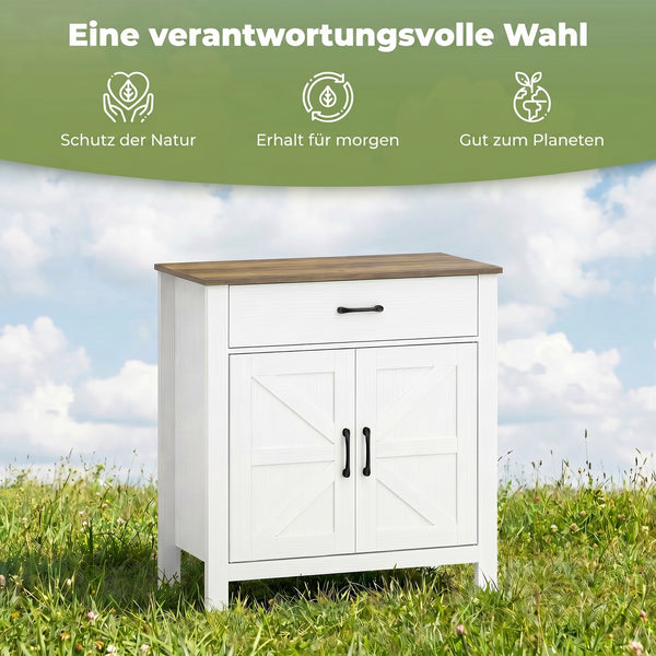 Sideboard Buffetschrank mit Schiebetüren und Regal weiss