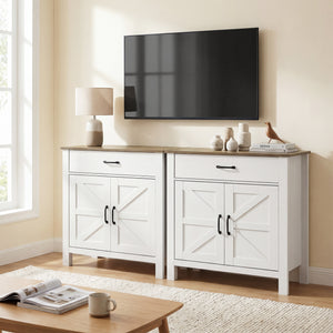 Sideboard Buffetschrank mit Schiebetüren und Regal weiss
