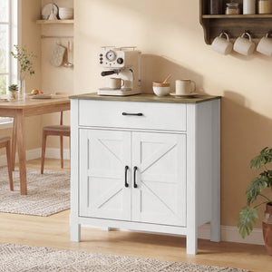 Sideboard Buffetschrank mit Schiebetüren und Regal weiss