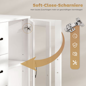 Sideboard mit Glastüren Schubladen und verstellbaren Regalen weiss