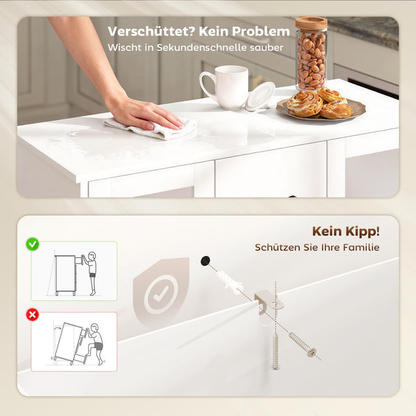 Sideboard mit Glastüren Schubladen und verstellbaren Regalen weiss