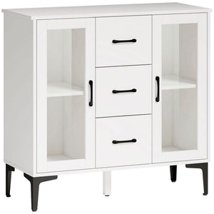 Sideboard mit Glastüren Schubladen und verstellbaren Regalen weiss
