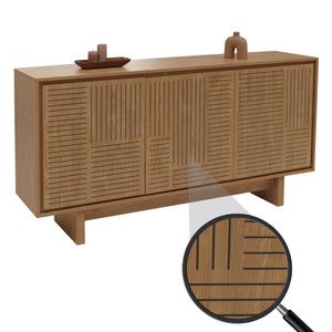 Sideboard Highboard 3 Türen Staufächer 86x160x40cm Ulme natur